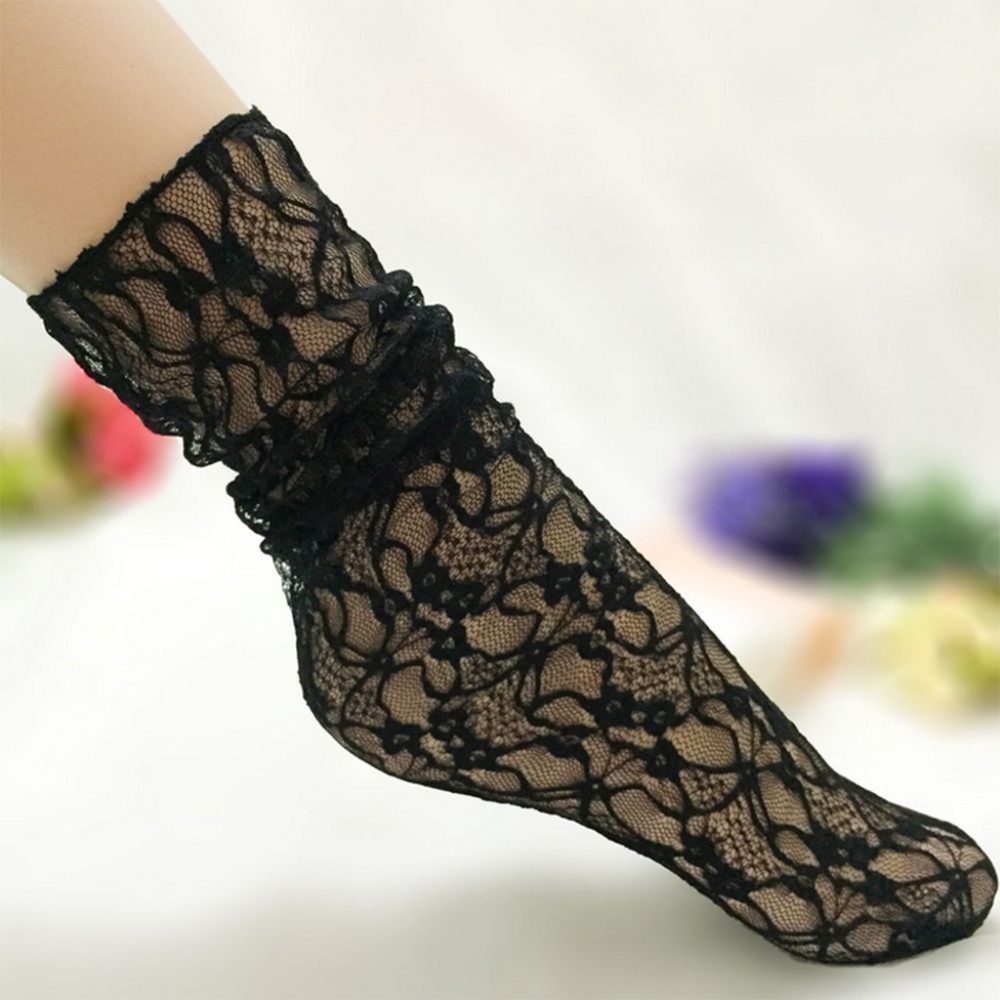 Floral Ladies Boot Ruffle Lace Mesh Heap Socks NEW